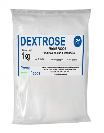 DEXTROSE, ANIDRA, 1 Kg, Quilo, Pura, SUPLEMENTO ALIMENTAR, Food Grade, Materia Prima, Alimentar,