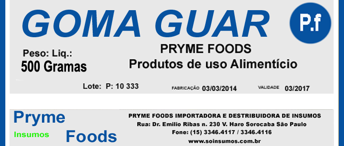 GOMA GUAR 500 Gramas Insumos Para Alimentos Fracionados por Quilos e Gramas