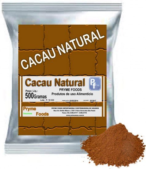 CACAU EM P NATURAL 500 Gramas Materia Prima Po de Cacau Natural