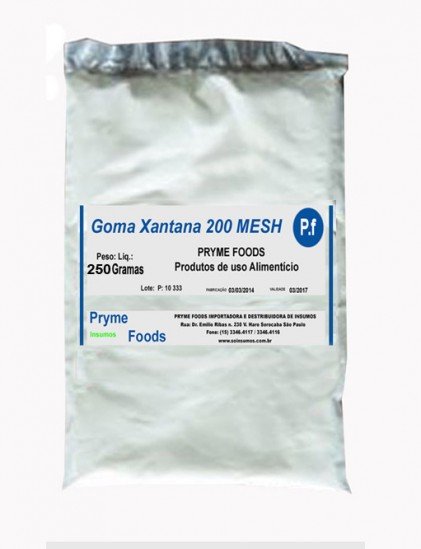 Goma Xantana 200 MESH 250 Gramas Insumos Para Alimentos Fracionados por Quilos e Gramas